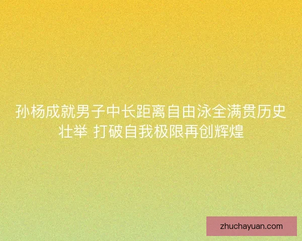 孙杨成就男子中长距离自由泳全满贯历史壮举 打破自我极限再创辉煌