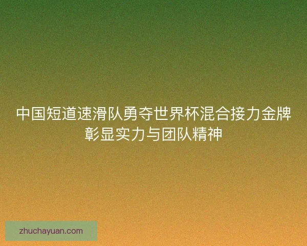 中国短道速滑队勇夺世界杯混合接力金牌彰显实力与团队精神