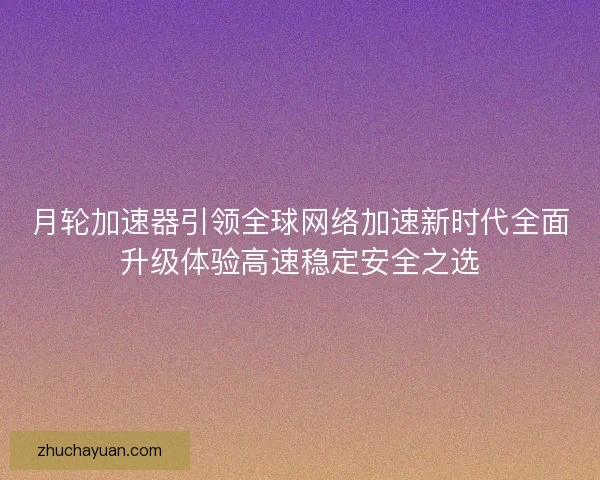 月轮加速器引领全球网络加速新时代全面升级体验高速稳定安全之选
